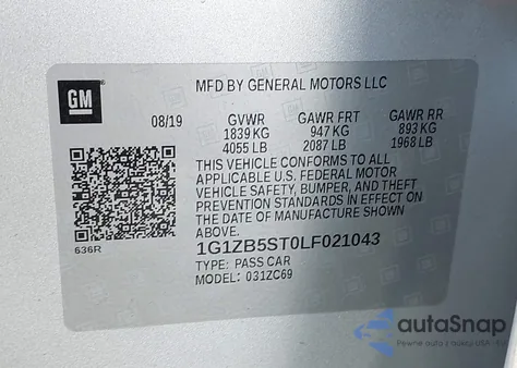 2020 Chevrolet Malibu Fwd Ls from USA, damaged, VIN 1G1ZB5ST0LF021043
